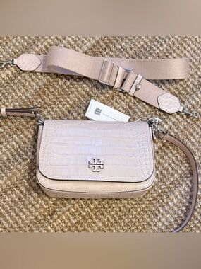Tory Burch Blush Croc-Embossed Leather Crossbody
